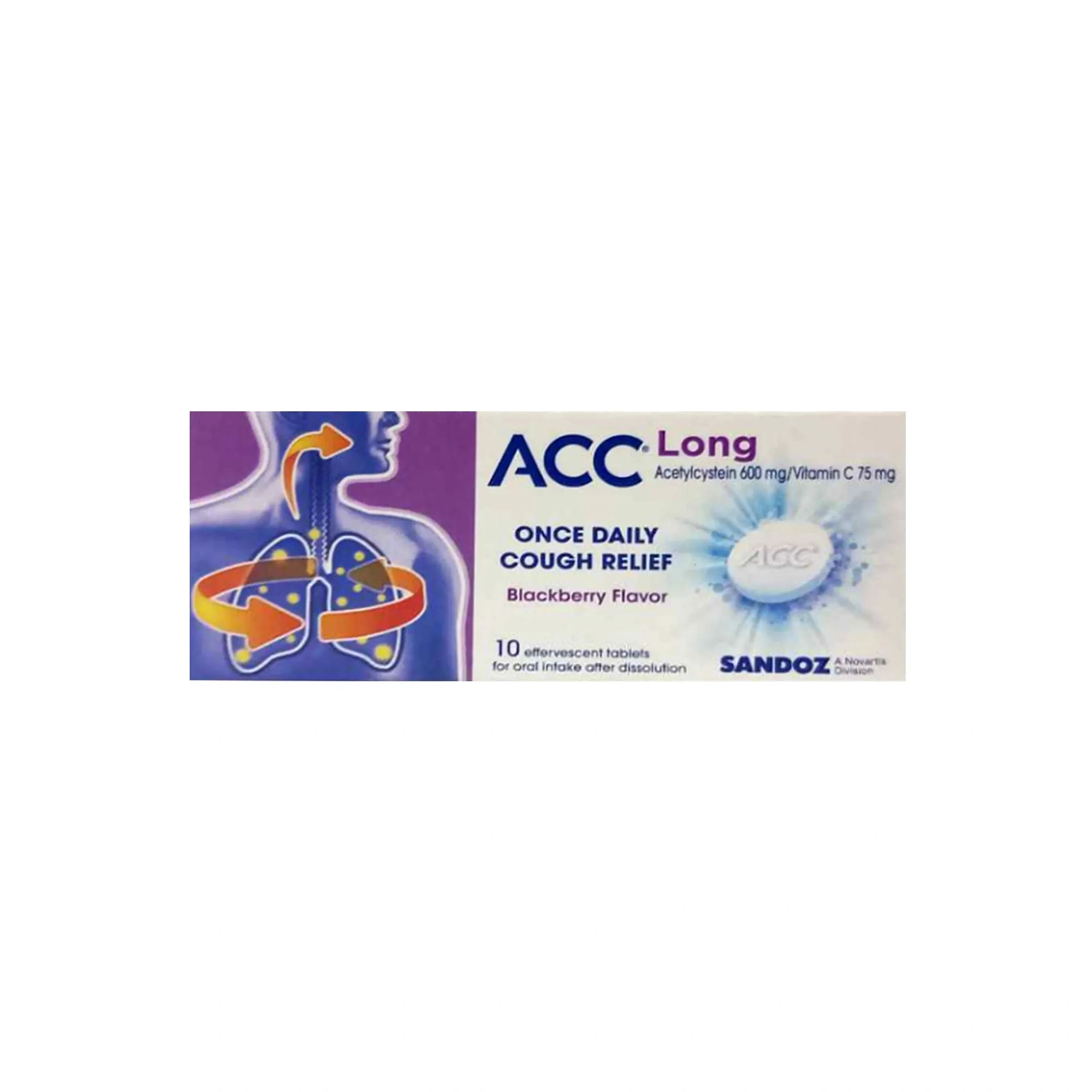ACC Long 600 mg Effervescent Tabs 10'S Mucolytic