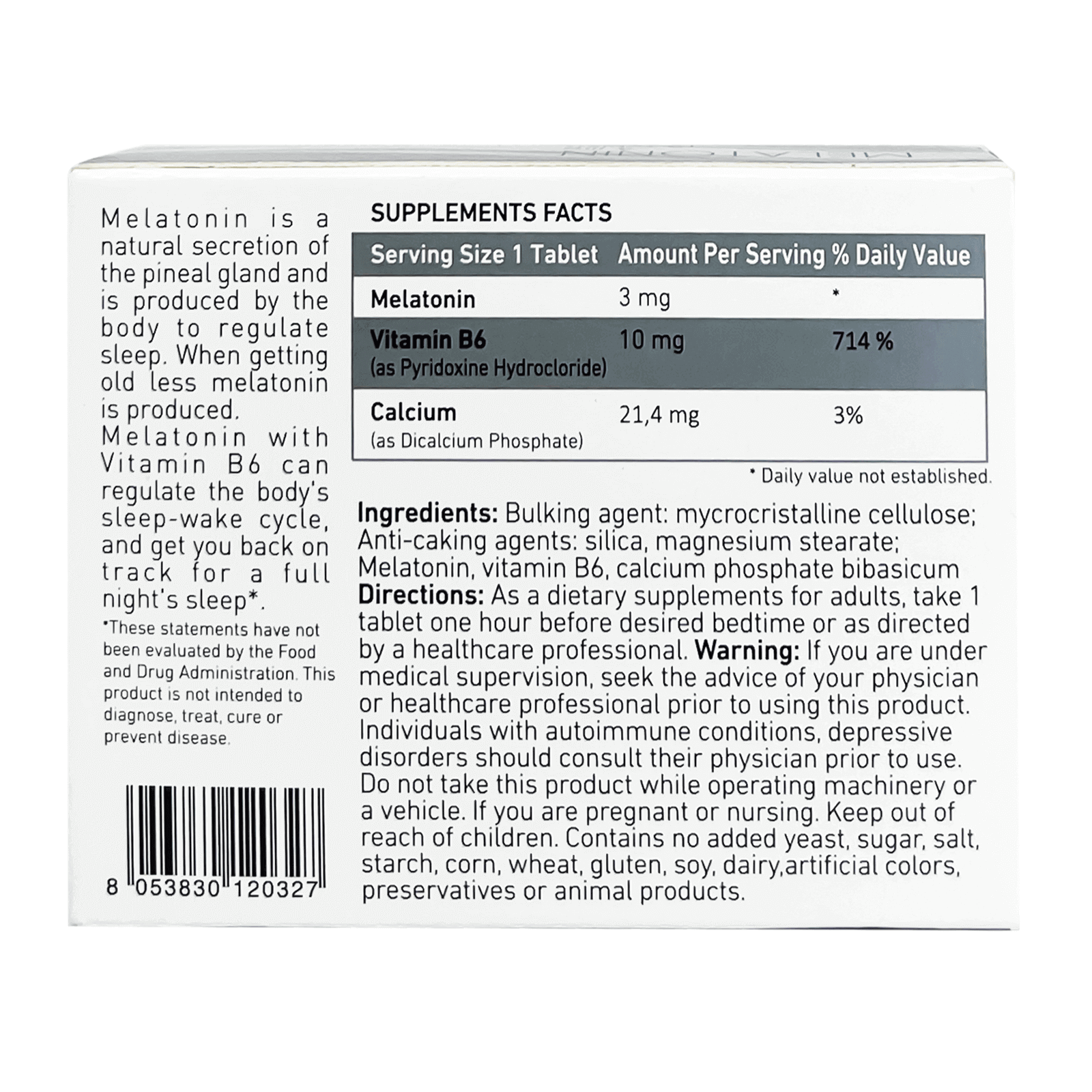 Melatonin Relaxation & Sleep Tabs 3 mg 10'S