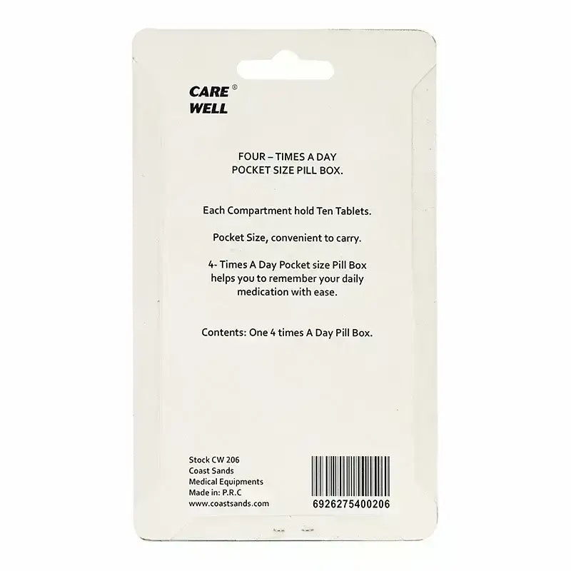 Care Well Four Times A Day Pill Box