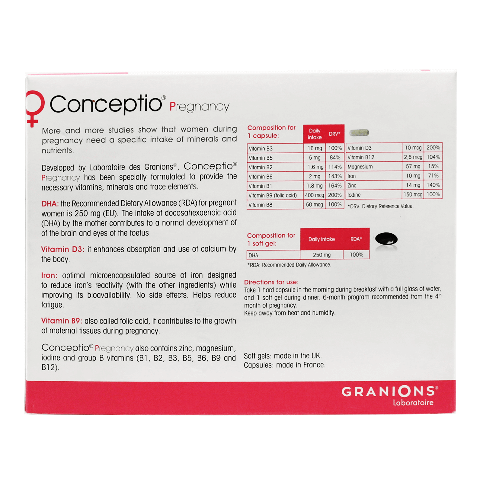 Conceptio Pregnancy 30 Caps + 30 Softgels supporting pregnant women health