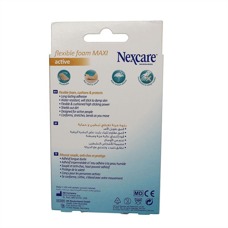 Nexcare Flexible Foam Maxi Active Bandages 50*101 mm 10'S