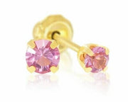Inverness 98C GP Pink Crystal June Earrings 14KT 3mm