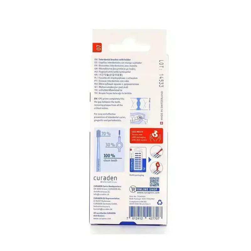 Curaprox Prime Start 07 Interdental Brush With Holder 5 Pcs
