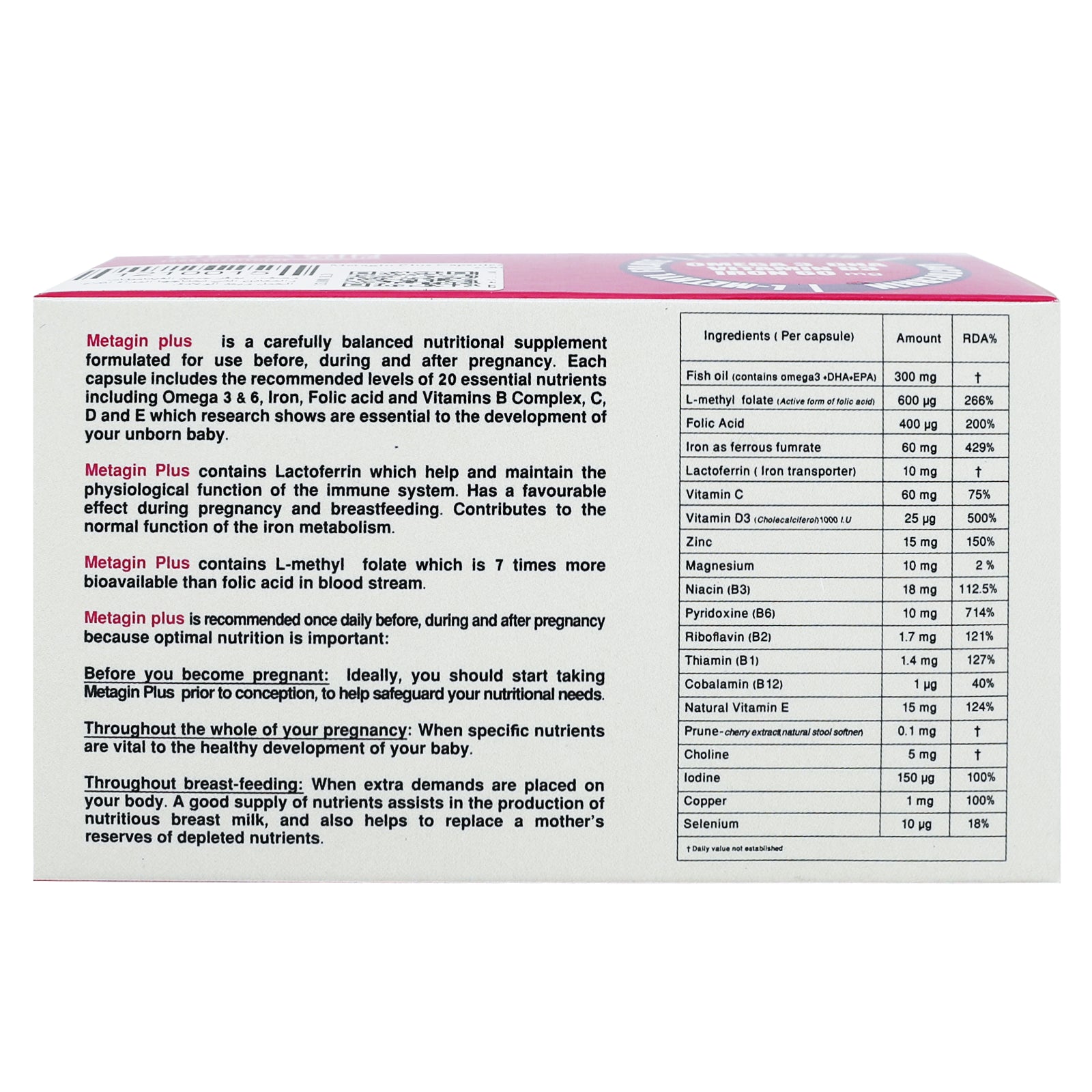 Metagin Plus Caps 30'S for pregnant women