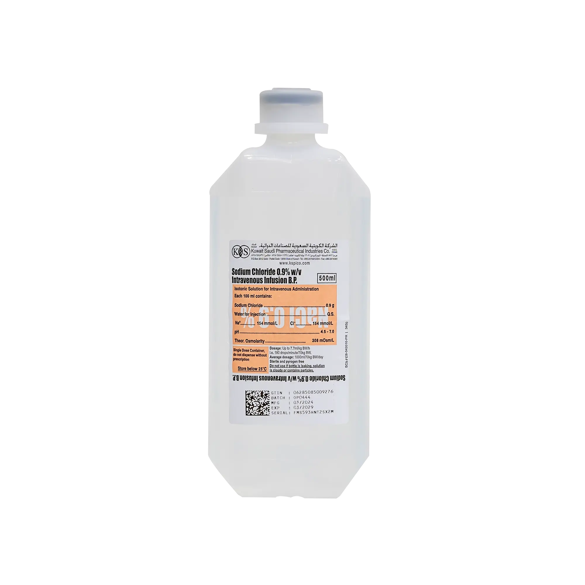 Sodium Chloride 0.9% W/V Intravenous Infusion BP 500 ml