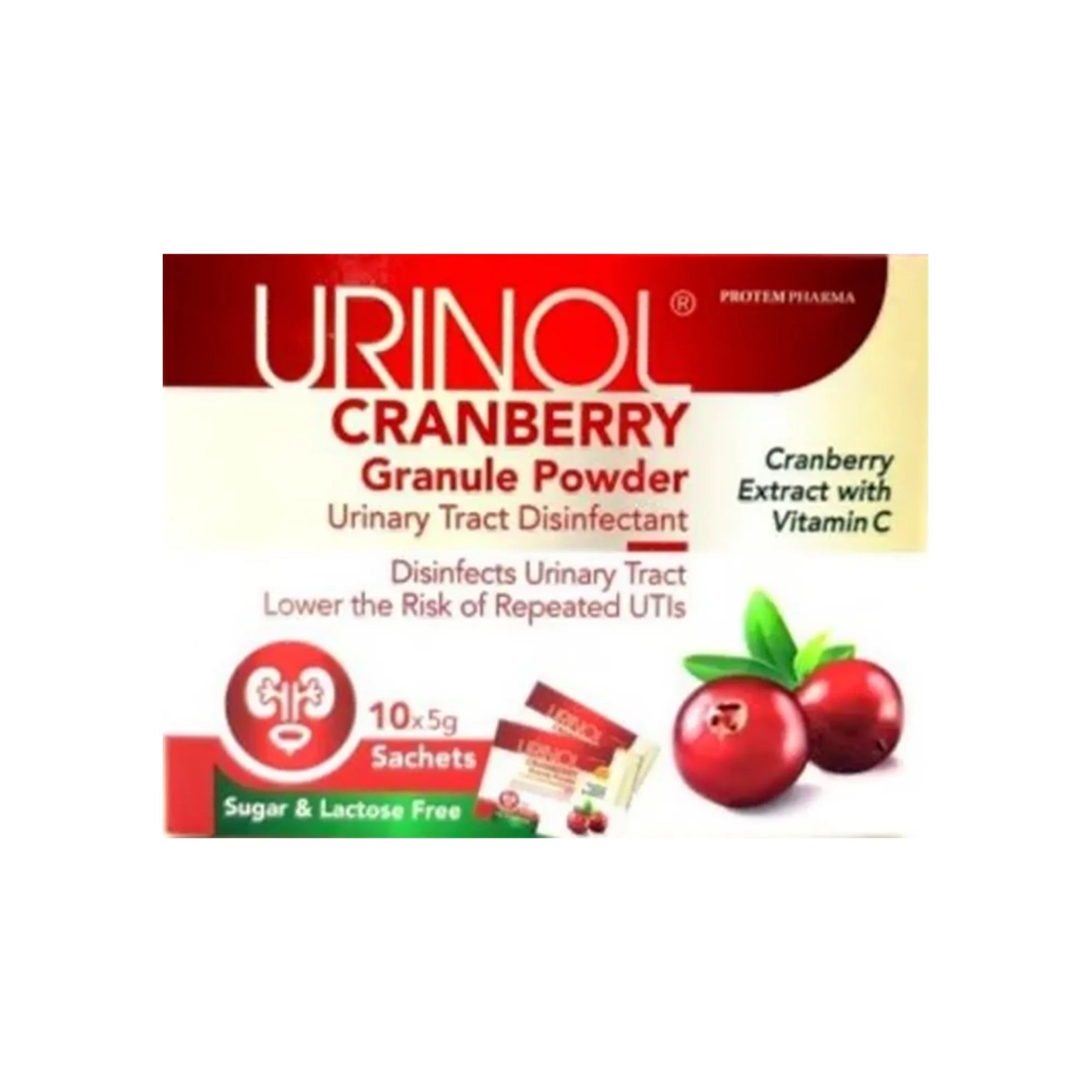 Urinol Cranberry with Vitamin C Granule Powder Sachets 10x5 g