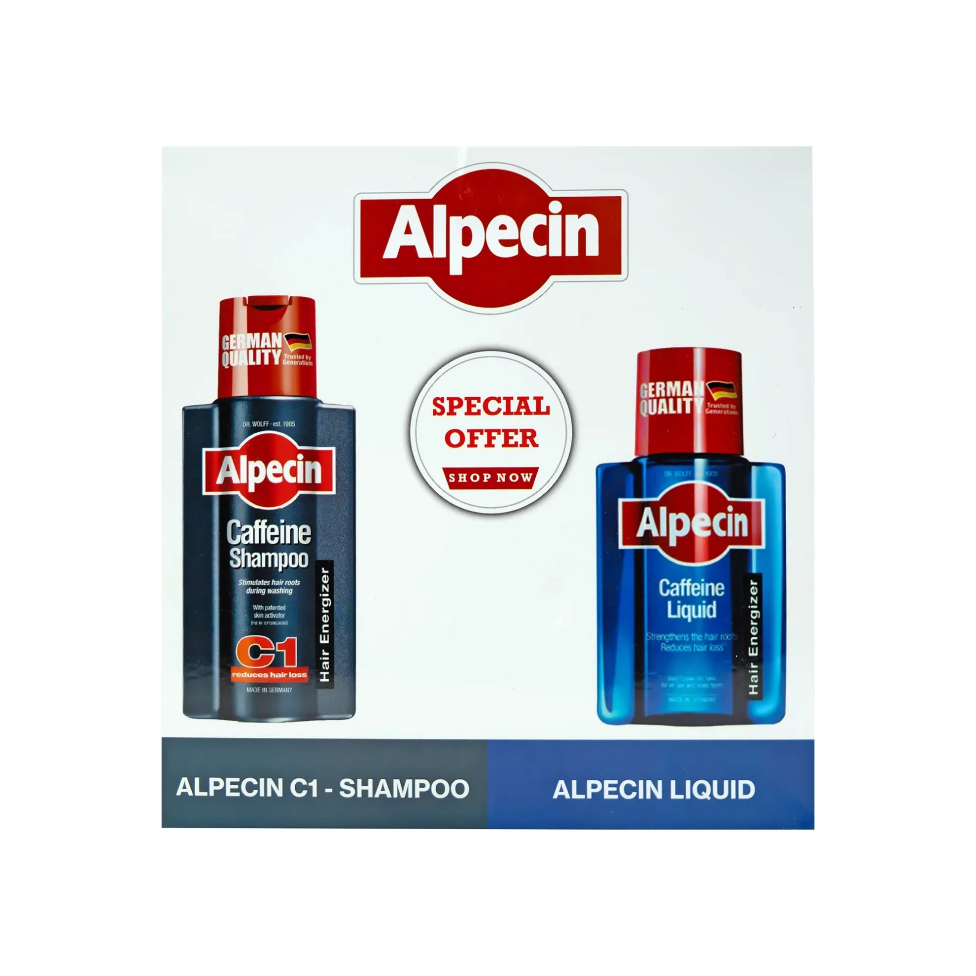 Alpecin Package Caffeine Liquid + Caffeine D.E Shampoo