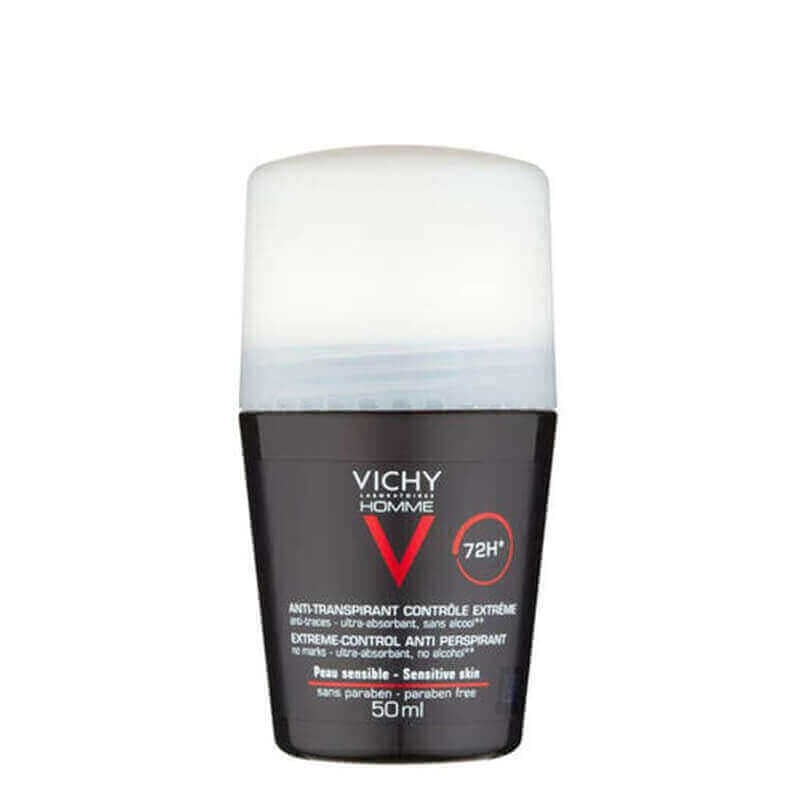 Vichy Homme Deodorant Anti Perspirant 72 Hrs 50 mL (Black) to get rid of perspirant