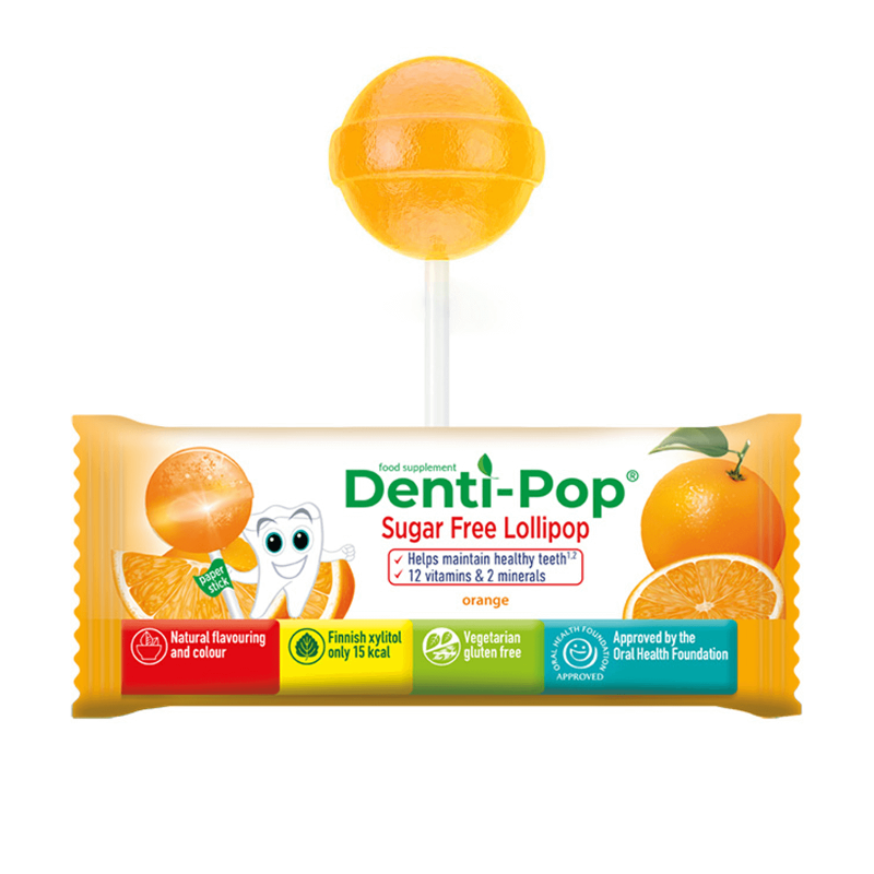 Denti Pop 12 Vitamins And 2 Minerals Orange Lollipop 40 pcs 