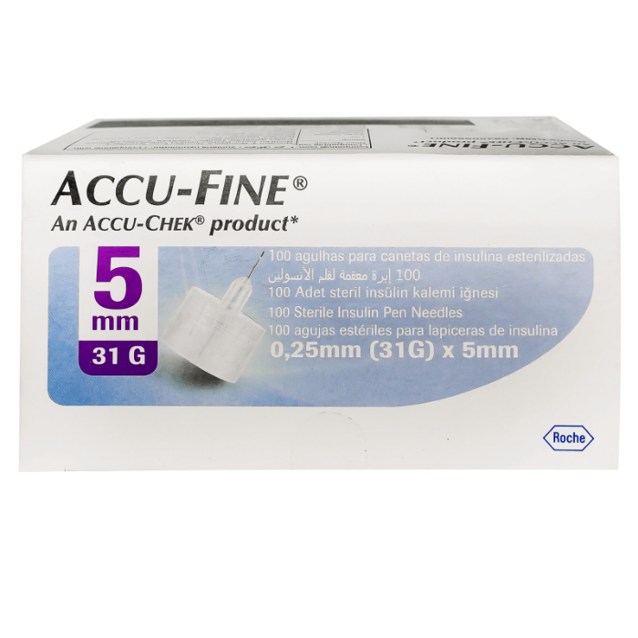 Accu-Fine Insulin Pen Needles – pack of 100 (4mm, 5mm, 6mm and 8mm