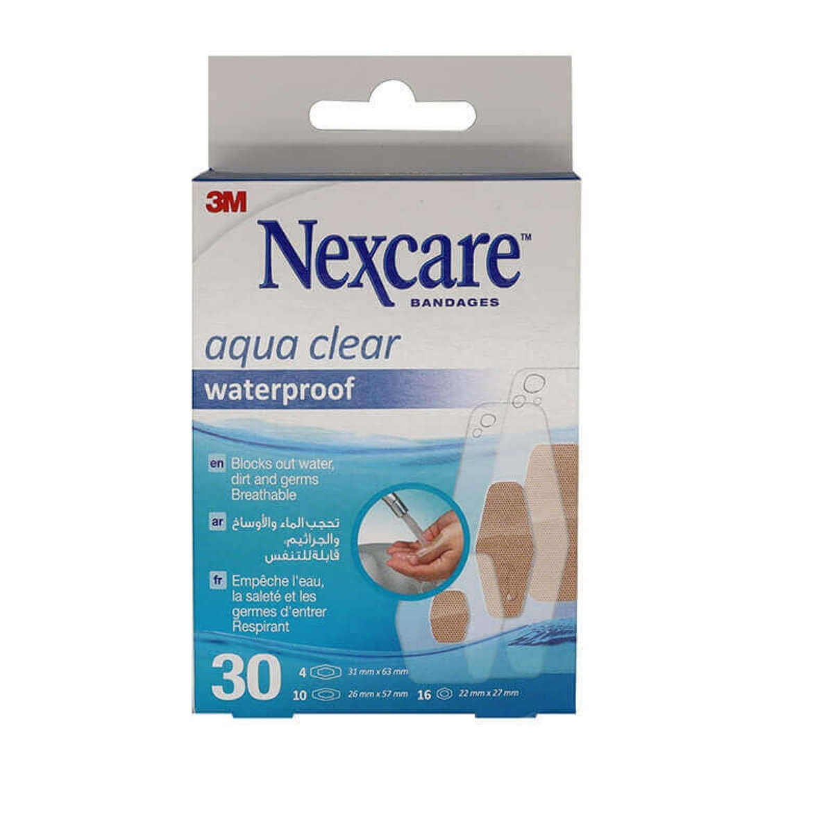 Nexcare™ Clear Waterproof Bandages 588-30-CA, Assorted Sizes, 30/Pack