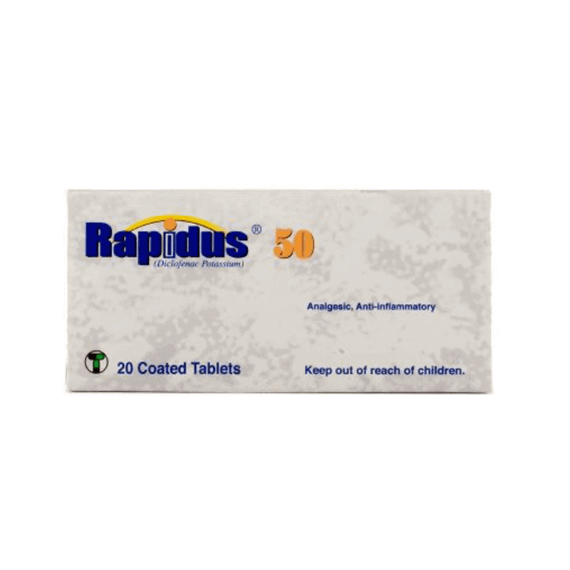 Rapidus 50Mg 20 Tablets as analgesic