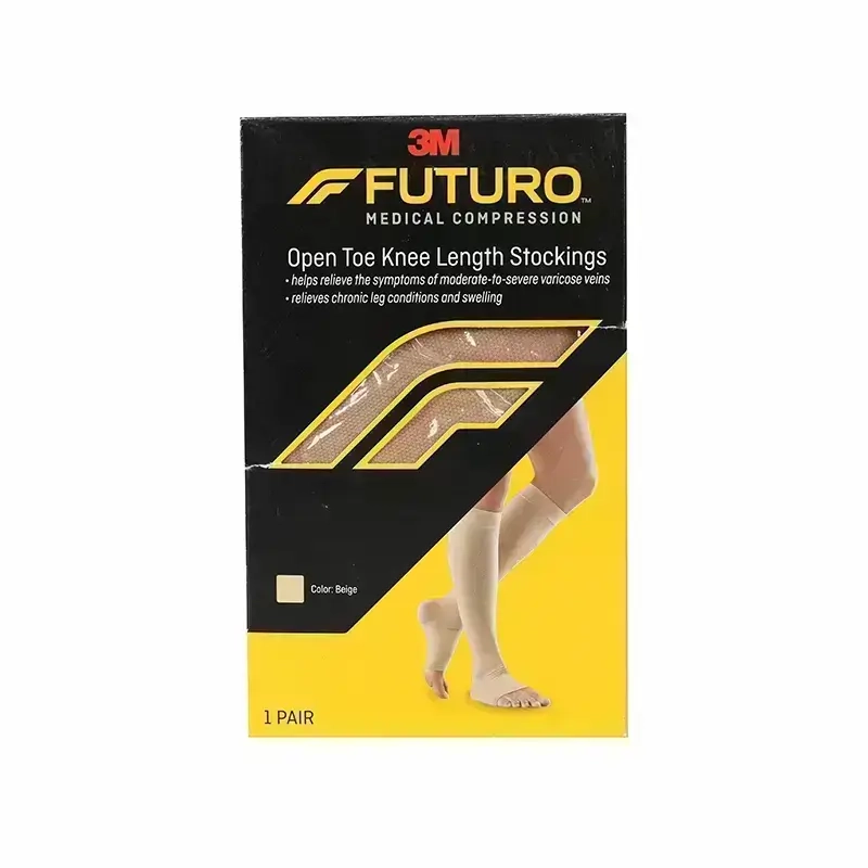 Futuro Therapeutic Open Toe Knee Length Stockings Large Beige