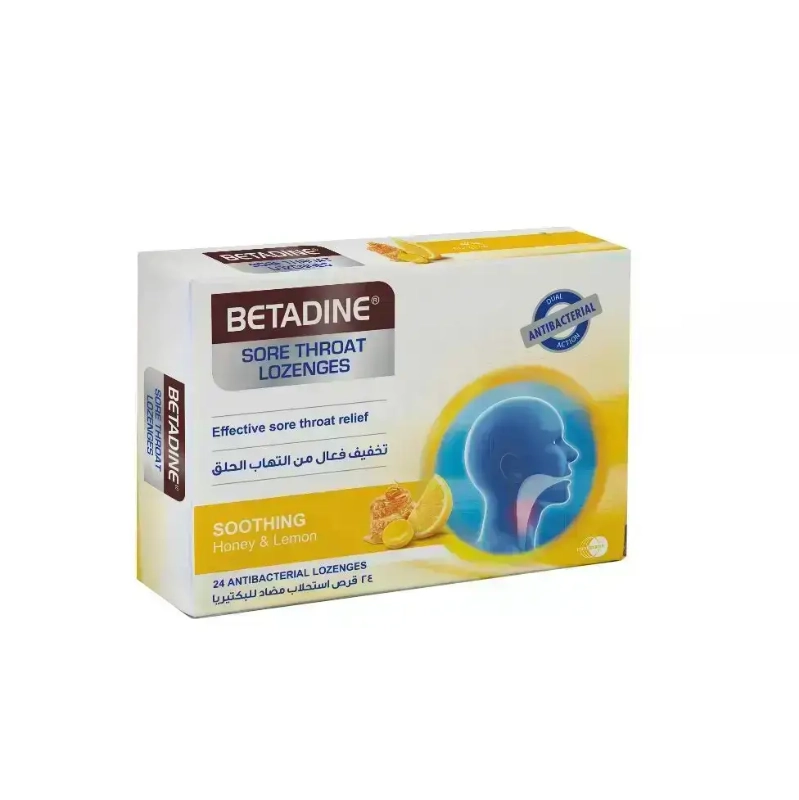 Betadine Sore throat Lozenges Honey and lemon 24 Pcs