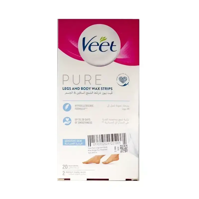 Veet Pure Legs and Body Wax Strips For Sensitive Skin 20 Pcs