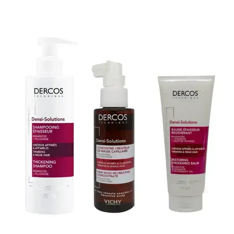 Vichy Dercos Densi Mass Solution 100 ML For Hair Loss + Thick Shampoo +balsam