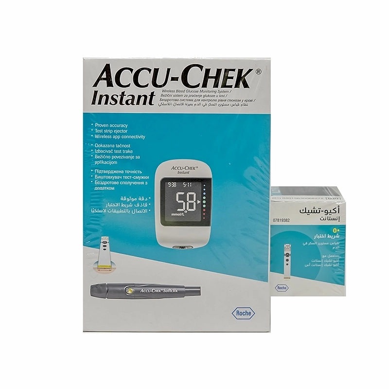 اكيو تشيك انستانت جهاز قياس السكر بالدم (ملي مول) + 50 شريط اختبار 