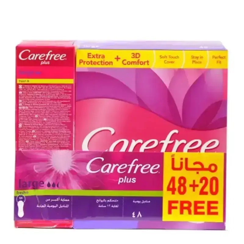 Carefree Plus Large Fresh Scent Pantyliners 48'S + 20'S Free Offer
