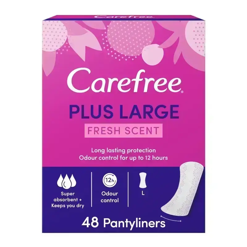 Carefree Plus Large Fresh Scent Pantyliners 48'S