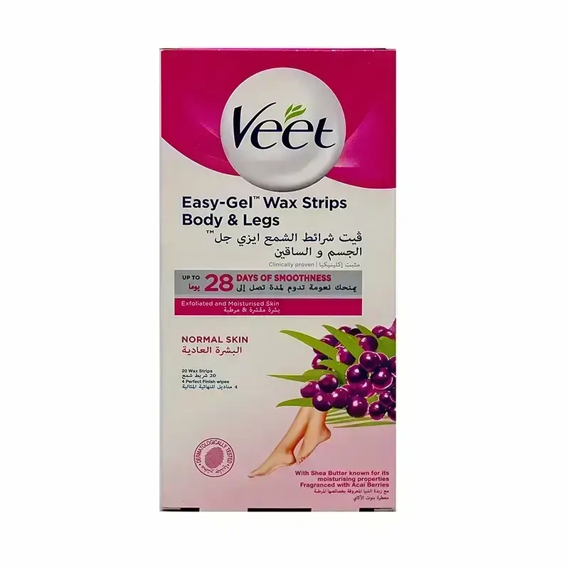 Veet Easy Gel Wax Strips For Normal Skin 20 Pcs 