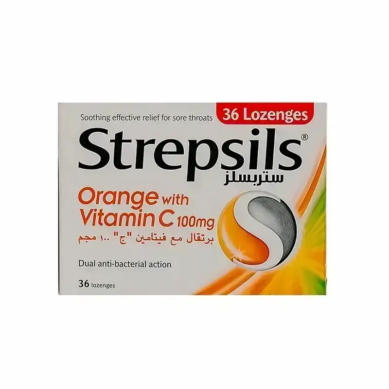 ستربسلز أقراص استحلاب بالبرتقال مع فيتامين سي 36 قرص 