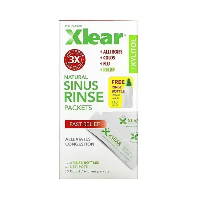 Xlear Xylitol Natural Sinus Rinse Packets 50 Pcs x 6g