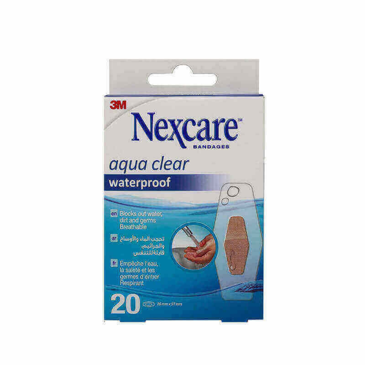 Buy ( Nexcare Aqua Clear Waterproof 26*57 mm 20'S ) from Shifa Aldawaeya  Pharmacy.