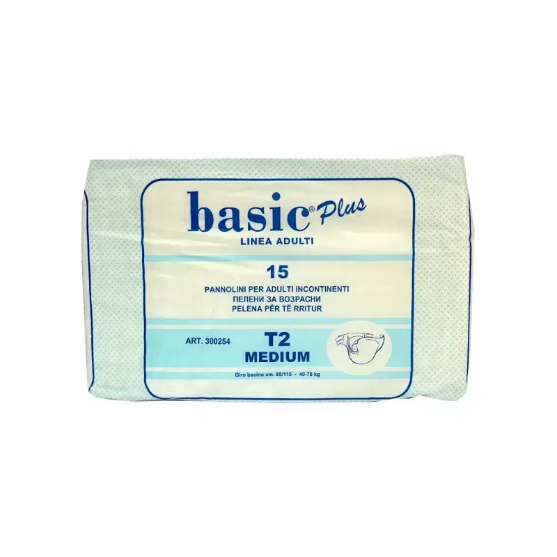 Basic Plus Adult Diapers Medium 15 Pcs 
