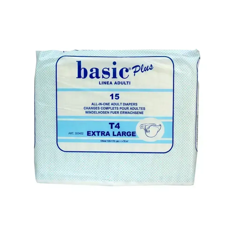 Basic Plus Adult Diapers XL 15 Pcs 