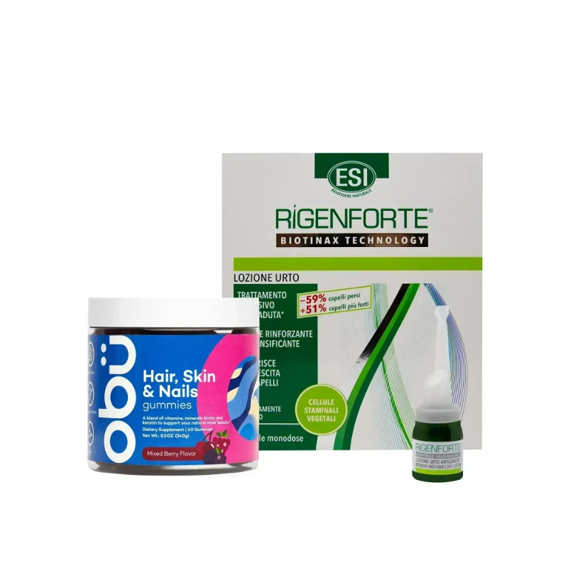 Offer Package Rigenforte Intensive Vials + Obu Hair, Skin & Nails Gummies 