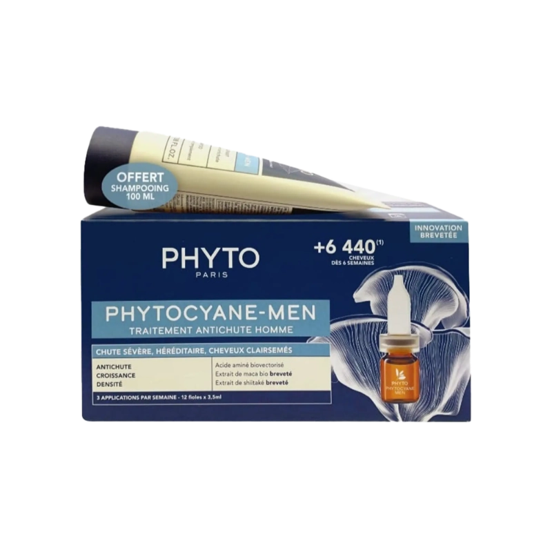 Phyto Phytocyane Ampoules For Men + Shampoo 100 ml Free 