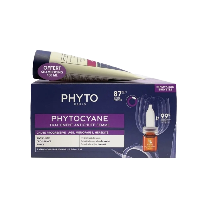 Phyto Phytocyane Progressive Ampoules For Woman + Shampoo 100 ml Free 